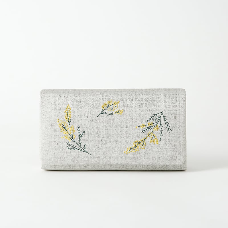 新品未使用【定価2.5万】PULELEHUA ミモザ かごバッグ 本革 ミモザ刺繍のクラッチバッグ （バニラホワイト） | きものすなお