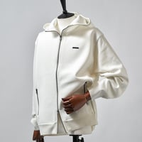 MOCO [ 21-5252911 ] SEMI WORSTED×ｽﾄﾚｯﾁﾀﾞﾝﾎﾞｰﾙ【ﾌﾙZIPﾌｰﾃﾞｨー】 - ｵﾌﾎﾜｲﾄ(05)