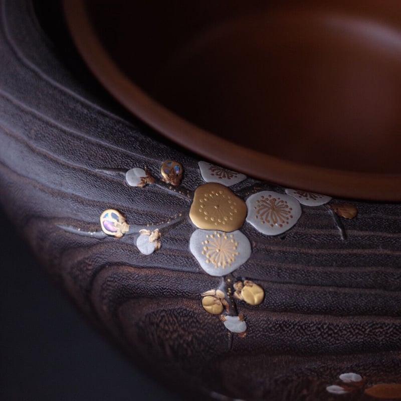 木製火鉢 金箔装飾付き 木製火鉢 金箔装飾付き