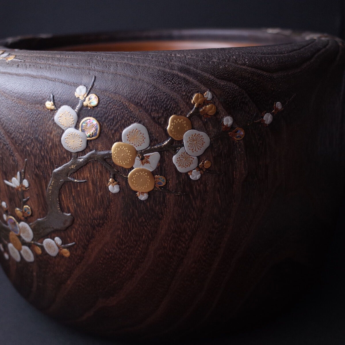 金沢工芸　桐火鉢　螺鈿蒔絵　一対火鉢 金沢工芸 桐火鉢 螺鈿蒔絵 一対火鉢