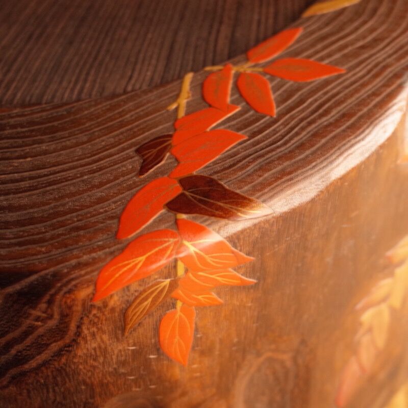 桐火鉢 山漆に鳥蒔絵 | 金沢桐工芸 岩本清商店