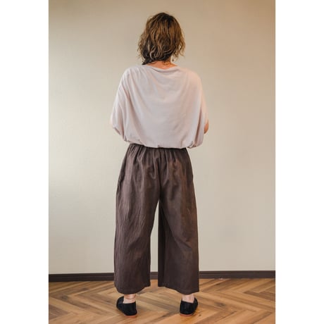 ヂェン先生の日常着  ストレートパンツ　S ダークブラウン　春夏生地