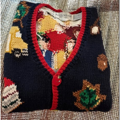 ＨＡＰＰＹknit　アメフトニットカーデ　vintage スポーツ柄ニット