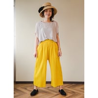 ヂェン先生の日常着　　ストレートパンツ　S　イエロー　春夏生地