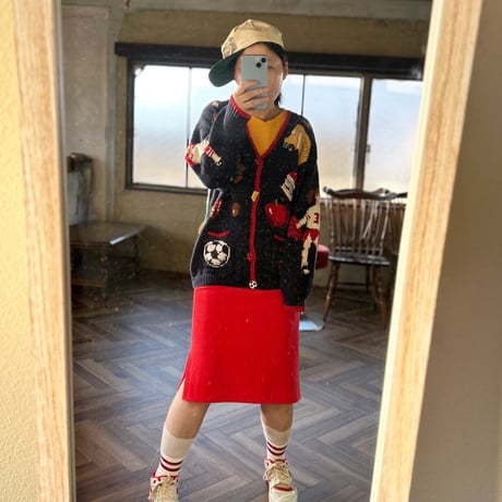 ＨＡＰＰＹknit　アメフトニットカーデ　vintage スポーツ柄ニット