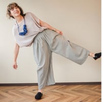 ヂェン先生の日常着　ストレートパンツＳ　ライトグレー　春夏生地