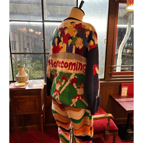 ＨＡＰＰＹknit　アメフトニットカーデ　vintage スポーツ柄ニット