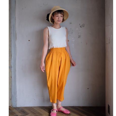 ヂェン先生の日常着　テーパードパンツ春夏S オレンジ 2