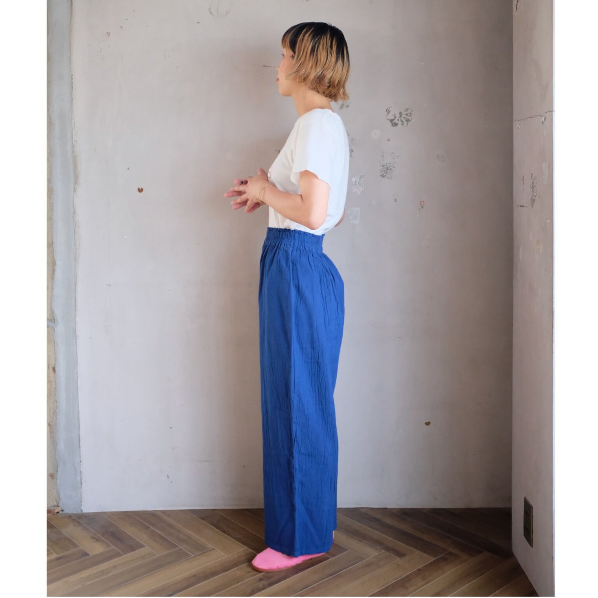 ヂェン先生の日常着ストレートパンツM ブルー 春夏生地 | THE ヂェン先生の日常着ストレートパンツM ブルー 春夏生地 | THE