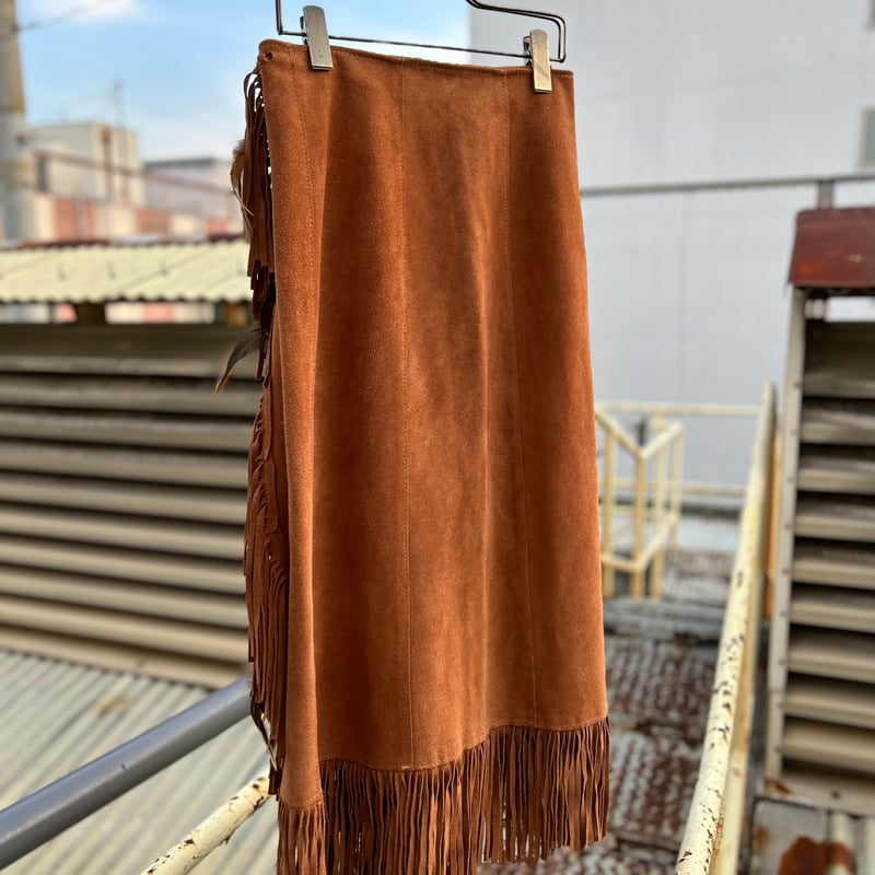 vintage スゥエード フェザーフリンジ巻きスカート | THE MISONO