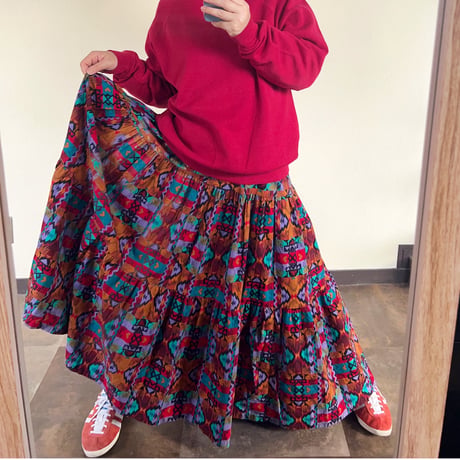 1980s African batik skirt