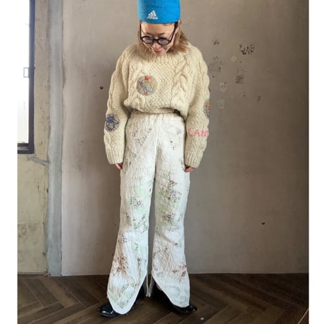 vintage quilt　pants