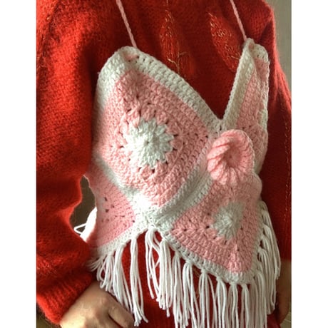 fringed knit crochet camisole