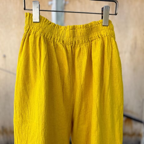 訳あり！50%off!!!ヂェン先生の日常着　　ストレートパンツM イエロー　春夏生地