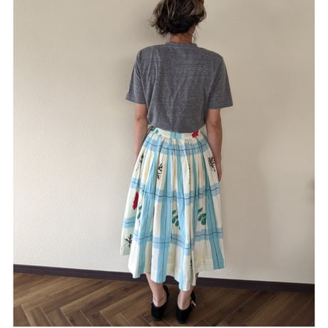 vintage 1950’s 希少コットンチェックフレアスカート