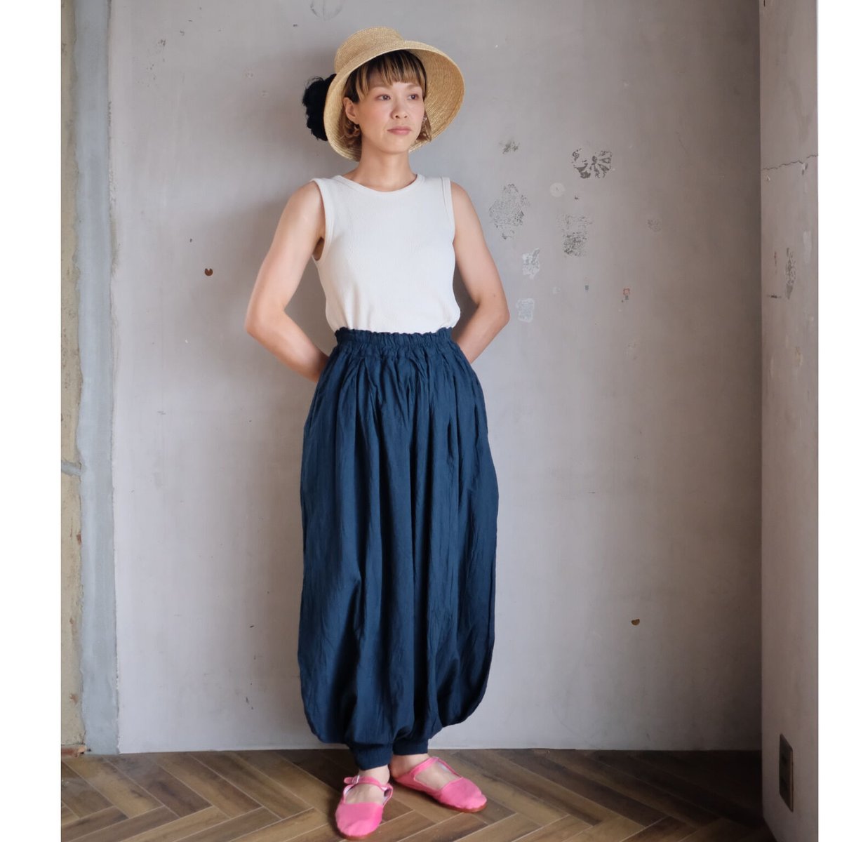 ヂェン先生の日常着 レギュラーバルーンパンツ M ネイビー 春夏 ヂェン先生の日常着 レギュラーバルーンパンツ M ネイビー 春夏