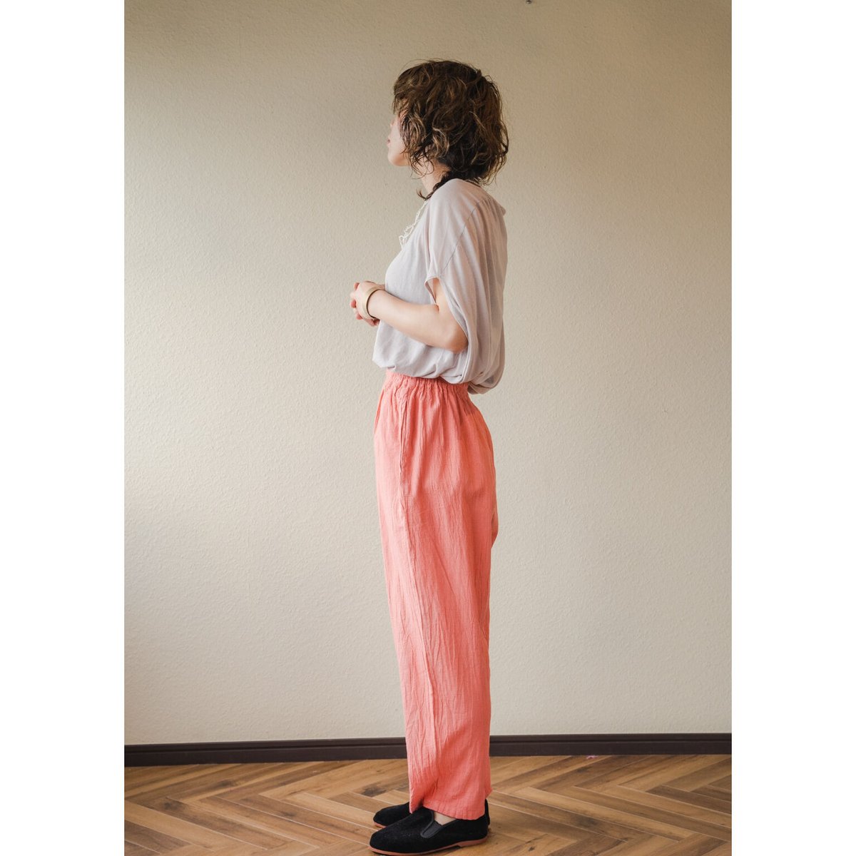 ヂェン先生の日常着 テーパードパンツ　Ｍサイズ ヂェン先生の日常着 テーパードパンツS ピンク 春夏生地 | THE