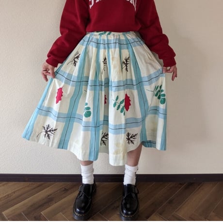 vintage 1950’s 希少コットンチェックフレアスカート