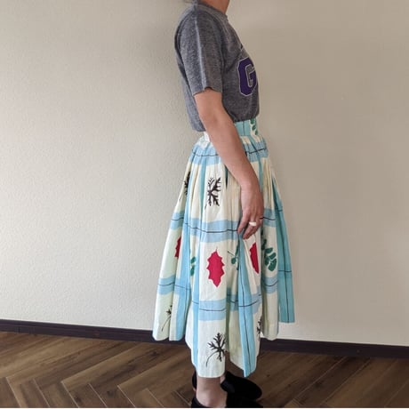 vintage 1950’s 希少コットンチェックフレアスカート