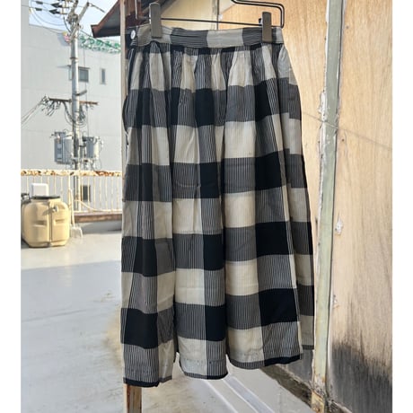 60’s ブロックチェック×ストライププリーツスカート