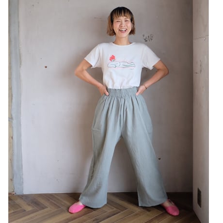 訳あり！！50%OFFヂェン先生の日常着ストレートパンツS　ライトグレー　春夏生地