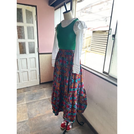 1980s African batik skirt