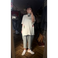 ヂェン先生の日常着　3シーズン対応　厚地　テーパードパンツSサイズ　ライトグレー