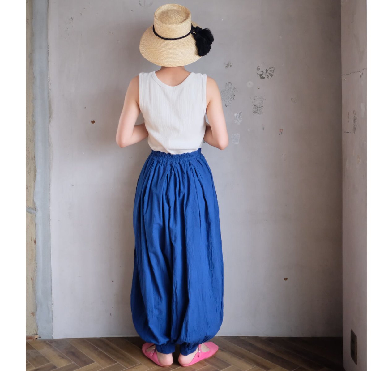 ヂェン先生の日常着 ダークブルー ストレート Mサイズ ヂェン先生の日常着ストレートパンツM ブルー 春夏生地 | THE