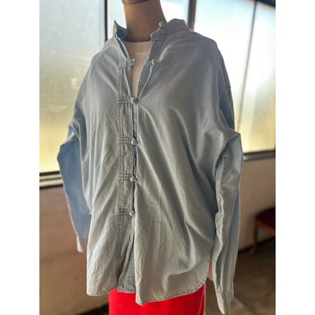usedシャツ　チャイナボタンリメイク