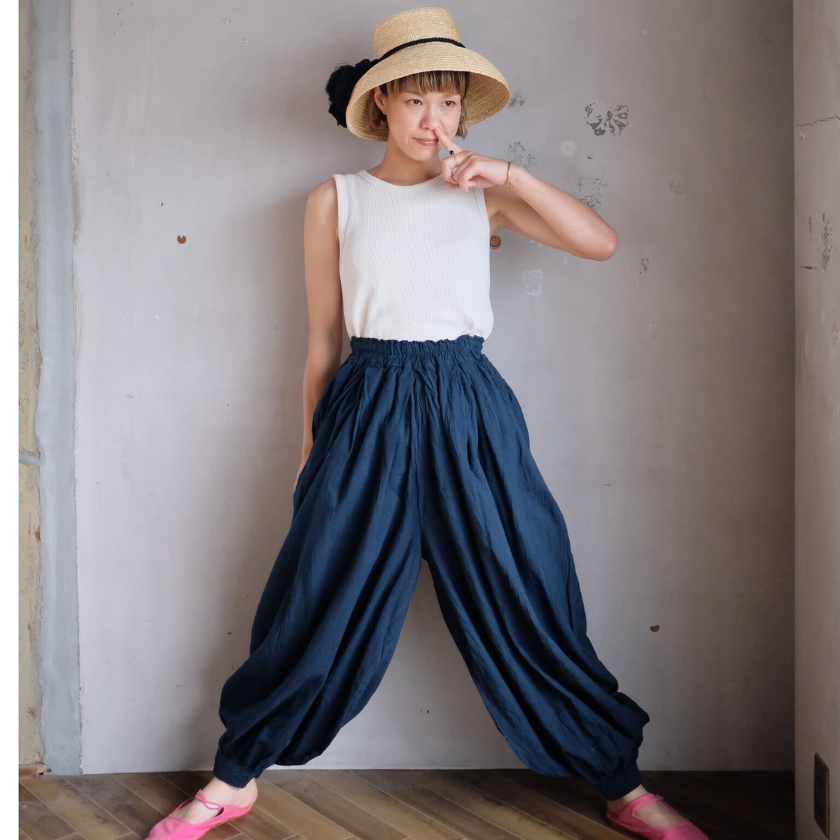 ヂェン先生の日常着 レギュラーバルーンパンツ M ネイビー 春夏 ヂェン先生の日常着 レギュラーバルーンパンツ M ネイビー 春夏