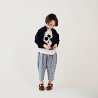 wide tuck pants: ecru, blue