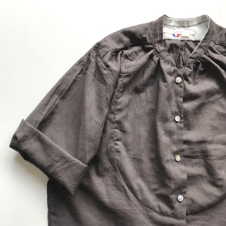 Plastron shirt： light french cotton brown