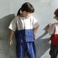 2 tone shirt: ivory x blue