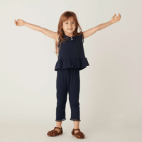 poodle lace TOP - Navy
