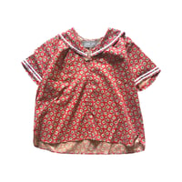 sample:sailor shirt S/S : red flower　110cm