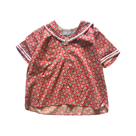 sample:sailor shirt S/S : red flower　110cm