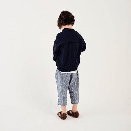 wide tuck pants: ecru, blue