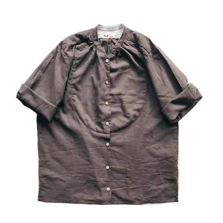 Plastron shirt： light french cotton brown