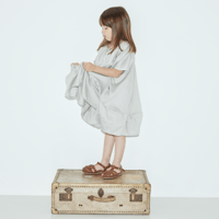 gather dress- ice blue satin  S,M,L