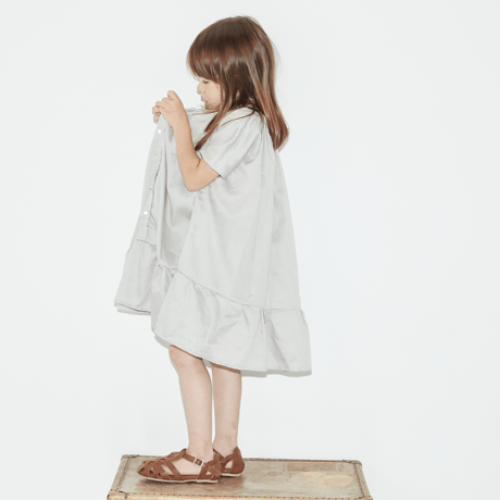 gather dress- ice blue satin  S,M,L