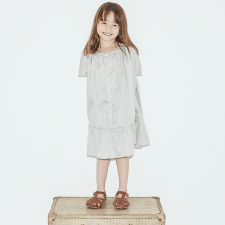 gather dress- ice blue satin  S,M,L