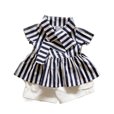 23SS:Audrey blouse -navy x white