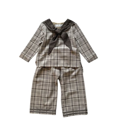 check sailor pants : black check