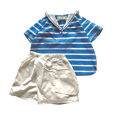 sample:sailor shirt S/S : ターコイズ ボーダー