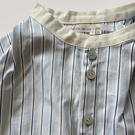 KIDS: white collor shirt 100cm, 110cm - water blue stripe