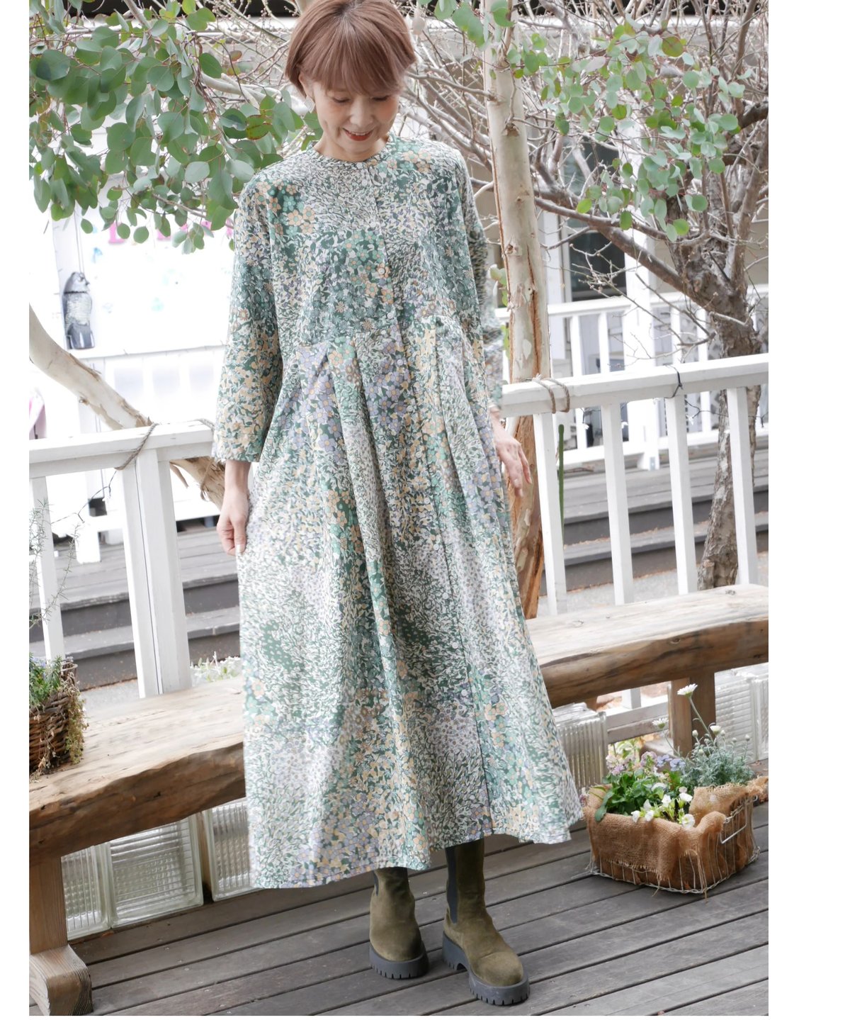 ◇ ihana ◇ フラワーガーデンプリントワンピース | amilily's STORE