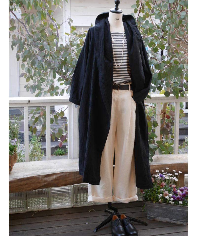 【denier】 リネン ハーフスリーブ ガウンコート denier】 リネン ハーフスリーブ ガウンコート