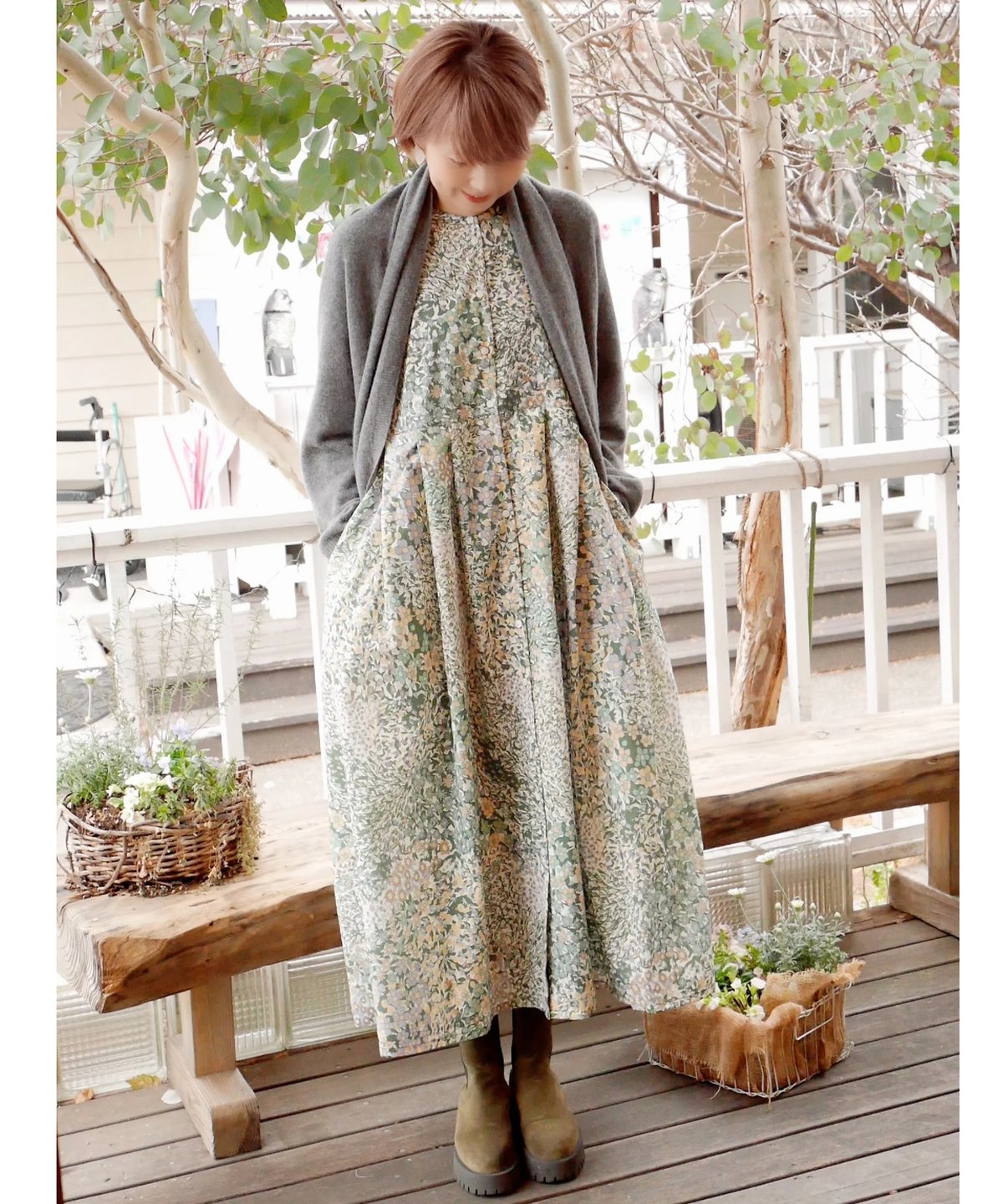 ◇ ihana ◇ フラワーガーデンプリントワンピース | amilily's STORE