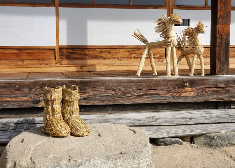 受注生産】藁（わら）の雪ぐつ【交差編み】 Rice Straw Boots