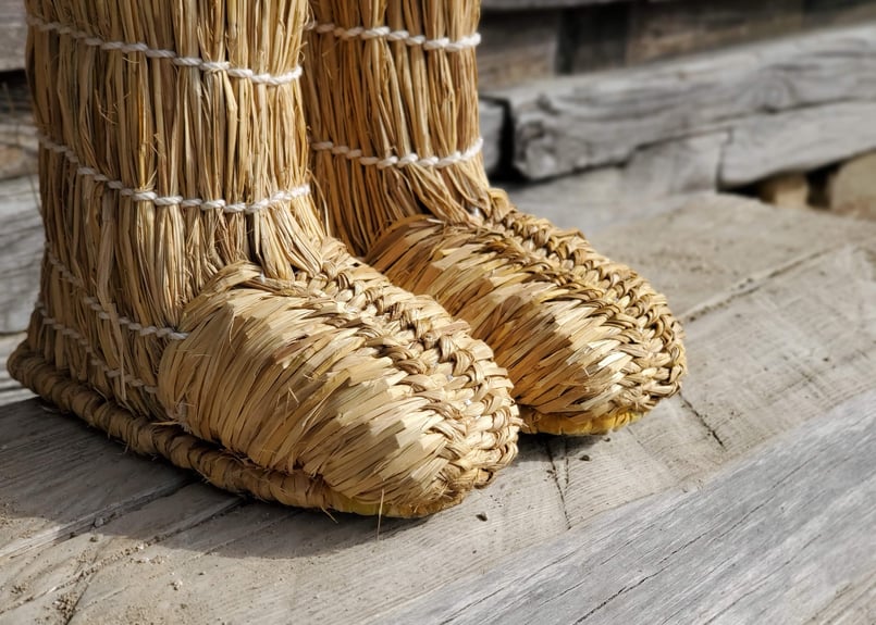 受注生産】藁（わら）の雪ぐつ【山編み】 Rice Straw Boots (Mountain